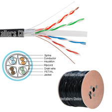CAT6 500FT FTP Shielded Outdoor Network Ethernet Cable Bulk 550MHz 23 AWG Black picture