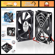 2 Pack 80mm Dual Ball Bearing High Speed 4500RPM 12V DC Brushless Cooling Fans picture