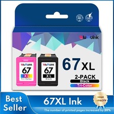 67xl 67 ink Black and Color Combo Pack Replacement for HP 67 XL 1255 2710e 6022e picture