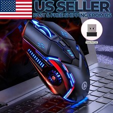 Wireless Gaming Mouse Silent RGB Rechargeable LED Optical USB Mouse picture
