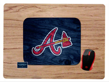 ATLANTA BRAVES BASEBALL CUSTOM WOODGRAIN PC MOUSE PAD HOME OFFICE GIFT picture