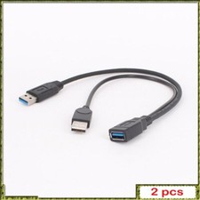 2pcs Black USB 3.0 Female To Dual USB Male with Extra Power Data Cable for 2.5‘’ picture