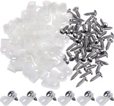 50 Pack R Type Cable Clip Wire Clamp with Screws, 1/4 Inch, White picture