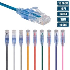 10x 10FT CAT6A RJ45 Slim Ethernet LAN Network Cable Copper Wire 30AWG Multicolor picture