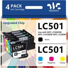 4-PK LC501 Ink Cartridges Compatible For Brother MFc-J1360DW J1260W J1410DW picture