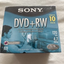 New Sony DVD + RW 10 Pack Rewriteable DVD Discs 4.7GB 120 Minutes Sealed Package picture