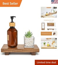 Versatile Pedestal Stand: X-Small Acacia Wood Tray for Kitchen & Bathroom Decor picture