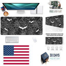Black Spider Web Desk Pad Mouse Pad,Large Gaming Bat Mouse Mat with Stitched picture