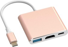 Battony Rose Gold USB C to HDTV Adapter Type-C Multiport AV Converter with 4K HD picture
