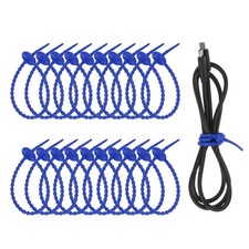 uxcell 20 Pcs Silicone Ties Bag Clip, 8.5 Inch Multi Purpose Black Blue picture