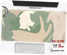 Cute Sleeping Cats Desk Mat Matcha Green Desk Pad, Minimalist Boho Cartoon Cat picture