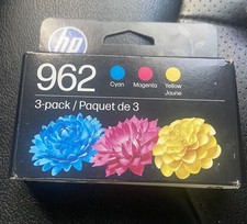 HP 962 3 Pack Color Ink Cartridges, Cyan Magenta Yellow Exp Feb 2028 NEW picture