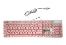 Surmen V300 Wired Gaming Keyboard - Light Up Pink/White Retro, New Sealed picture