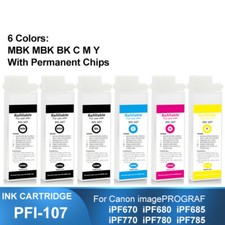 6PC PFI-107 Refillable Ink Cartridge With Chip For Canon iPF685 770 780 iPF785 picture