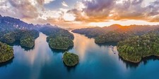 Landscape lake sunset thailand clouds island forest Custom Gaming Mat Desk picture