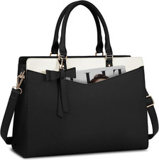 Laptop Bag for Women 15.6 Inch PU Leather Laptop Tote Professional Business Offi picture