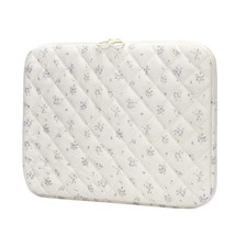 Floral Puffy Laptop Sleeve 13-14 Inch Corduroy Cute Quilted Laptop Protective... picture