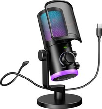 FIFINE AMPLIGAME AM6 USB RGB Condenser Gaming Chat Microphone, Black picture