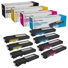 LD 8pk Comp Toner for Dell C3760 C3765 Black Cyan Magenta Yellow C3760dn C3765 picture