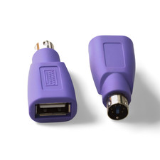 USB Type A Female to PS2 Mini DIN 6 Male Keyboard Adapter - Purple picture