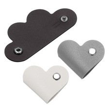 3Pcs Leather Cable Straps Black/Grey/White Portable Cord Organizer for Earphones picture