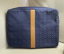 COACH Laptop Padded Case Blue Logo Signature Jacquard Zip Sleeve 10.25” X 14” picture