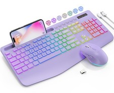 SABLUTE Wireless Keyboard and Mouse Combo, 9 Backlit Effects, Wrist Rest, Pho... picture