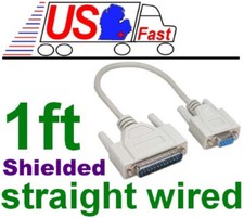 1ft short DB9 Female~DB25 Male Straight Through RS232 Serial/Modem Cable Adapter picture