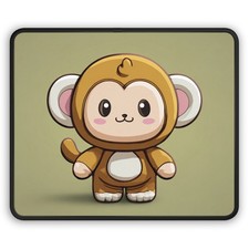 Cute Baby Monkey Illustration Gaming Mouse Pad | Kawaii Animal Desk Mat picture
