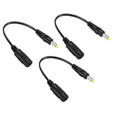 3Pcs DC 5.5x2.1mm Female to 4.8x1.7mm Male Extension Cable Adapter Cord Black picture