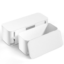 XL & M Cable Management Box Set - White, 2 Pack, Organize Cords & Wires picture