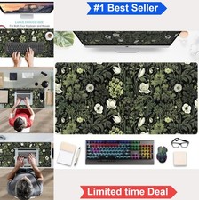 Dark Green Floral Plants XXL Gaming Mouse Pad Desk Pad 31.5x15.75 Inch Rubber picture