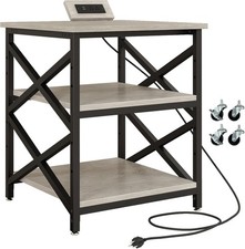 3 Tier Cart Large Printer Stand with Power Outlet,  23.6