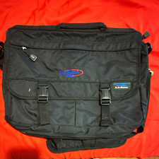 L.L.Bean Black Nylon Padded 15in Laptop Messenger Shoulder Bag w/ Strap picture