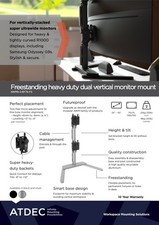 ATDEC FREESTANDING HEAVY DUTY VERTICAL DUAL MONITOR MOUNT - BLACK picture