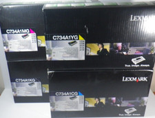 Lexmark OEM C734A1KG C734A1CG C734A1MG C734A1YG Set of 4 Toner CMYK Fact. Sealed picture