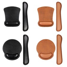 Leather Square Mouse Pad Wrist Support & Leather Keyboard Wrist Pad - Bundle  picture