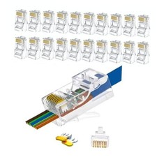 EZYUMM 20-Pack RJ45 Pass Through Connector, Cat 5 20-Pack Cat5/Cat6 Unshielded picture