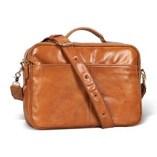 14 Inch Genuine Leather briefcases Laptop Messenger Bags for Men and Women Be... picture