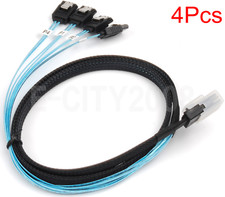 4Pcs Mini SAS 36Pin SFF-8087 IPASS to 4x SATA 7Pin Breakout Cable 1.6Feet /50cm picture