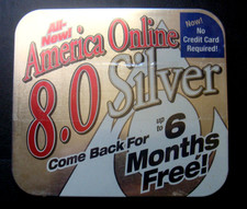 AOL 8.0 AMERICA ONLINE SILVER  Vintage CD Disc in tin box - NEW STILL SEALED picture