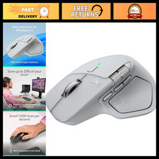 Ergonomic Wireless Mouse with Haptics - MX Master 4, Pale Gray, High Precision picture