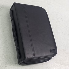 Case Logic CD DVD Wallet Binder Case Black Faux Leather Holds 100 Discs Zip VG+ picture