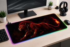FF7 Red XIII RGB XXL Gaming Mouse Pad Final Fantasy VII LED Desk Mat PC picture