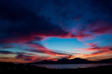 Landscape sea sunset blue clouds mountains colorful lake Custom Gaming Mat Desk picture