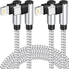 90 Degree iphone Charger MFi-Certified, USB-C to Lightning Cable 6FT, Silver picture