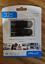 PNY 32GB USB 2.0 Flash Drive Two Pack Brand New picture