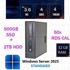 HP elite QUAD CORE 32GB RAM 500GB SSD + 2TB Windows server 2025 Standard RDS CAL picture