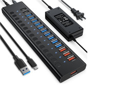Hub USB 3.0 con alimentación, 16 puertos, carga rápida 96 W para PC. Nuevo picture