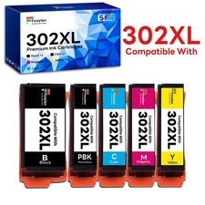 5PK 302XL Black Photo Black Cyan Magenta Yellow Ink Cartridges for Epson XP-6100 picture